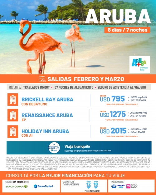 Aruba Salidas Verano 2022