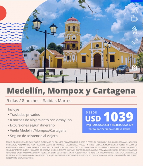 Medellín, Mompox y Cartagena Salidas 2022