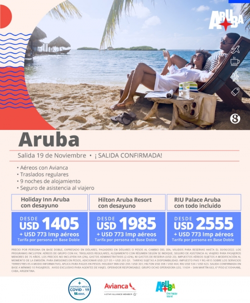 Aruba 2022 Salida con Cupos OK