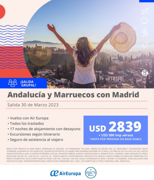 Andalucía y Marruecos Salida Grupal Marzo 2023