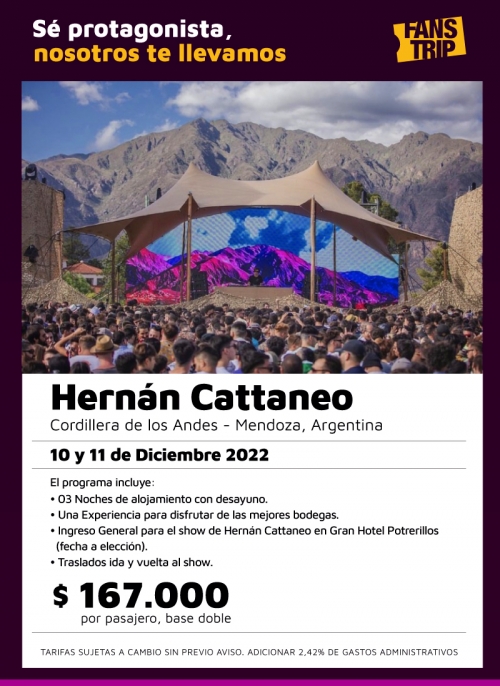 Hernan Cattaneo en Mendoza programa con entrada