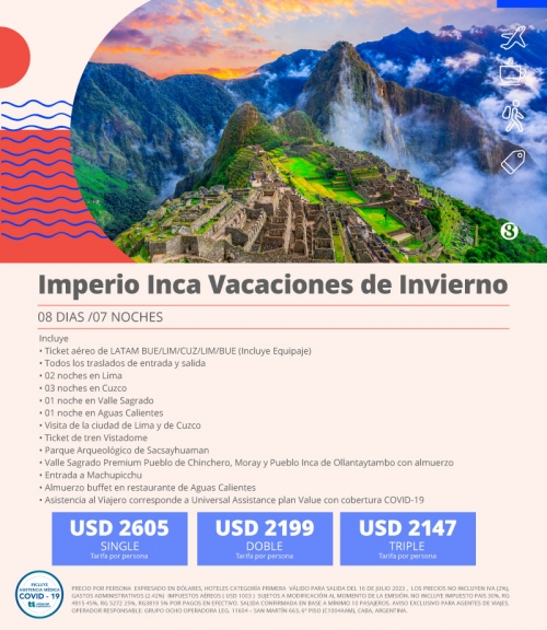 Perú Vacaciones de Invierno Imperio Inca Cupos Ok
