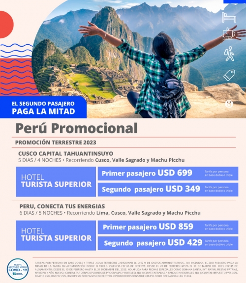 Perú Ofertas 2do pasajero a mitad de precio