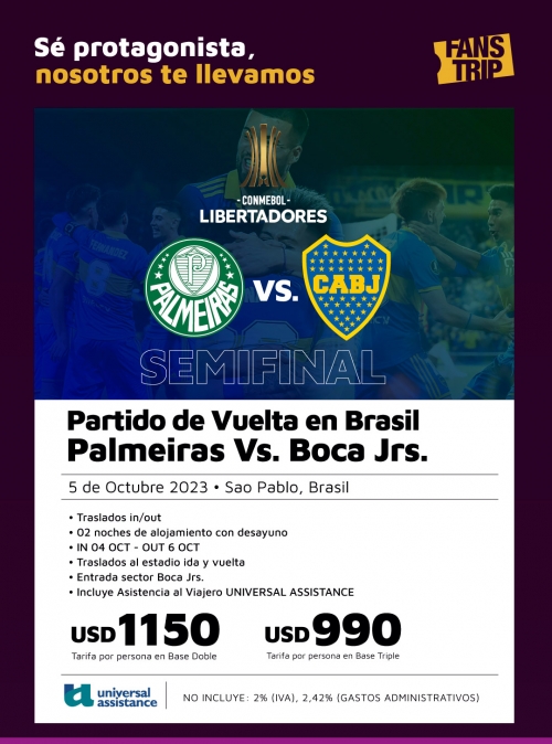 Programa Palmeiras vs Boca en Brasil con entrada