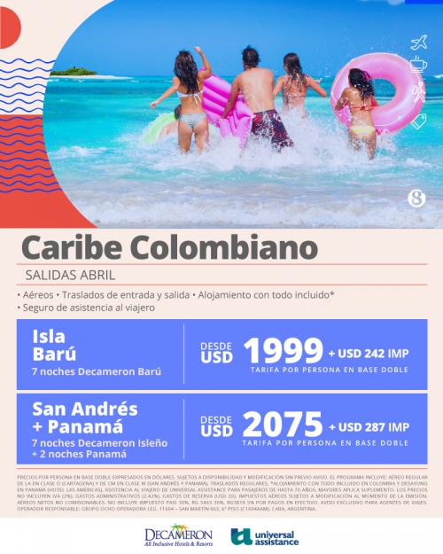 Caribe Colombiano salidas Abril