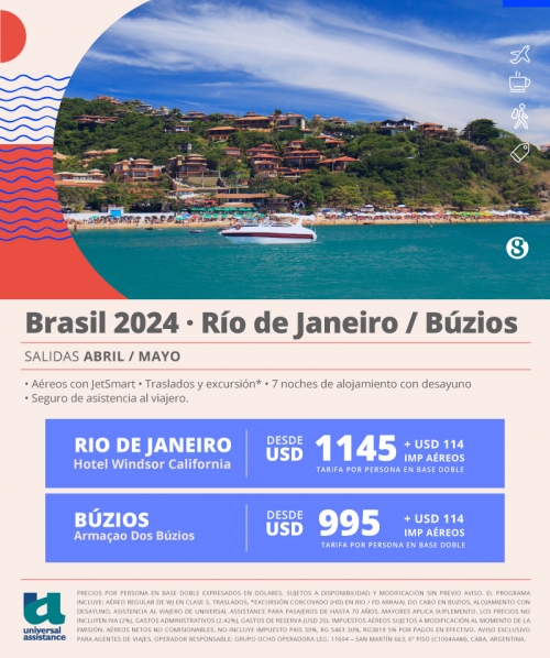 Río de Janeiro y Búzios salidas Abril y Mayo